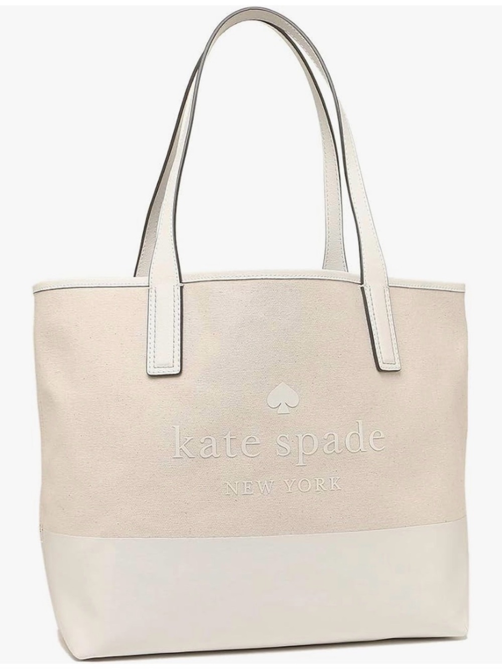 kate spade NY Ash Street Logo Beige Canvas Tote Bag - Picture 7 of 8
